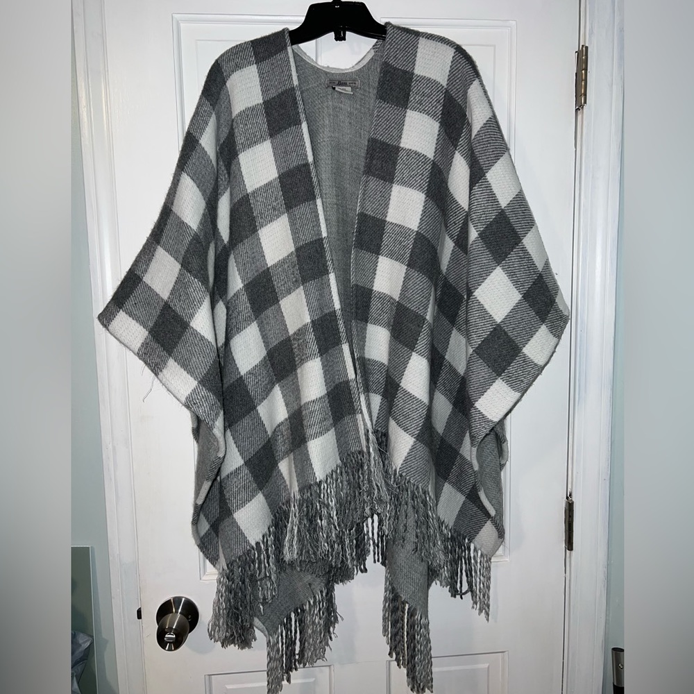 Grey shall/scarf wrap sweater
